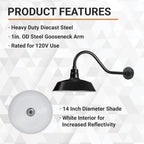 Barn Light 14" Shade with 22" Gooseneck Arm