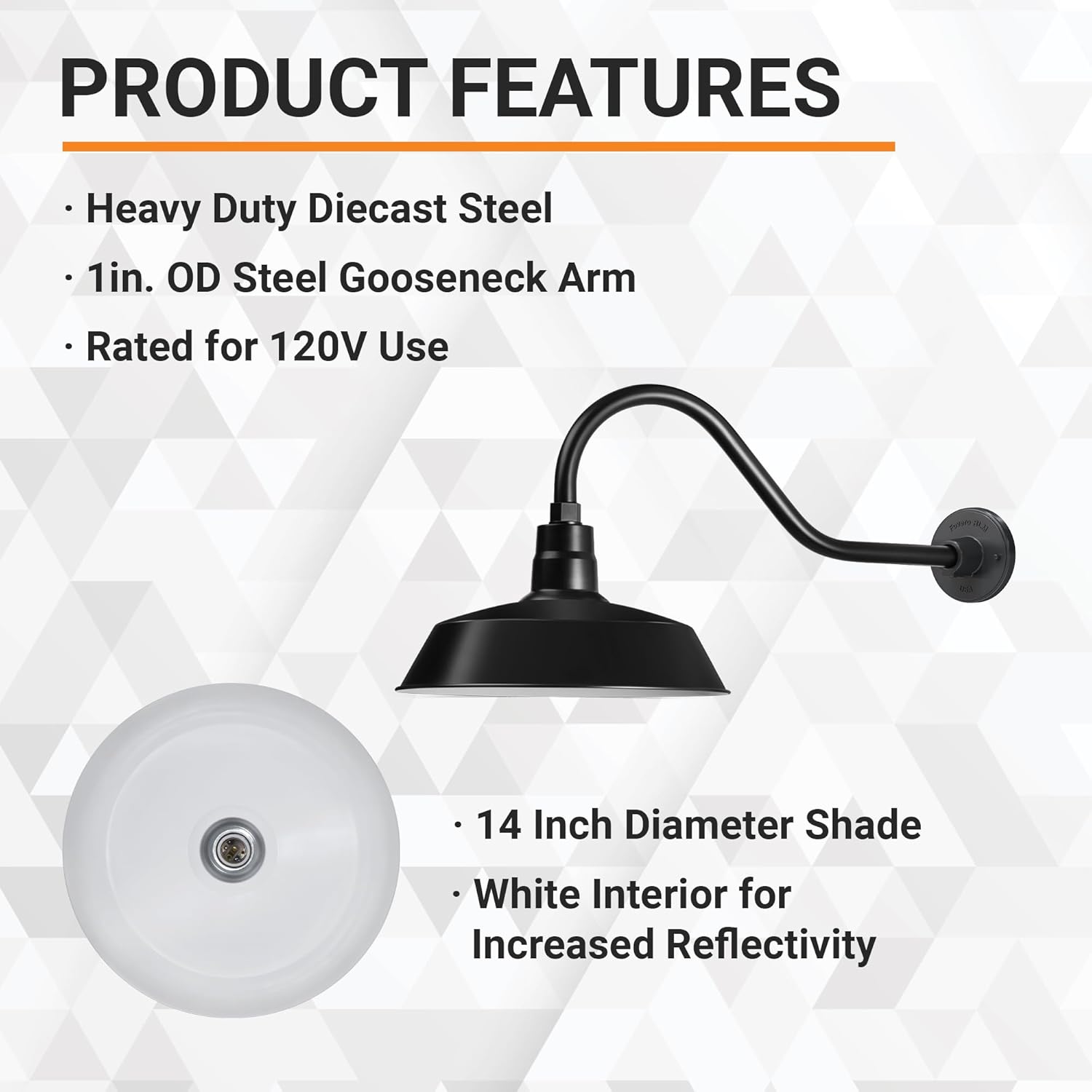 Barn Light 14" Shade with 22" Gooseneck Arm