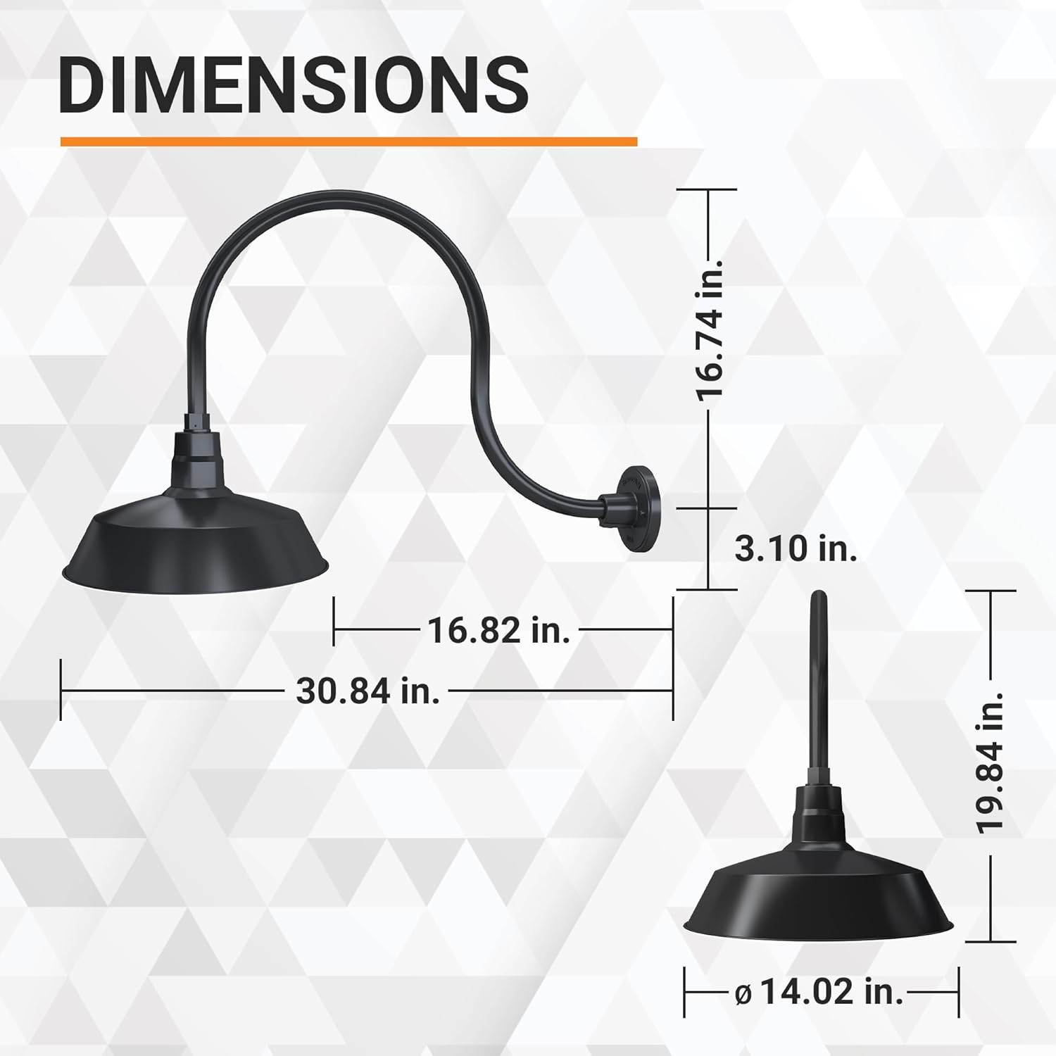 Barn Light 14" Shade with 24" Gooseneck Arm
