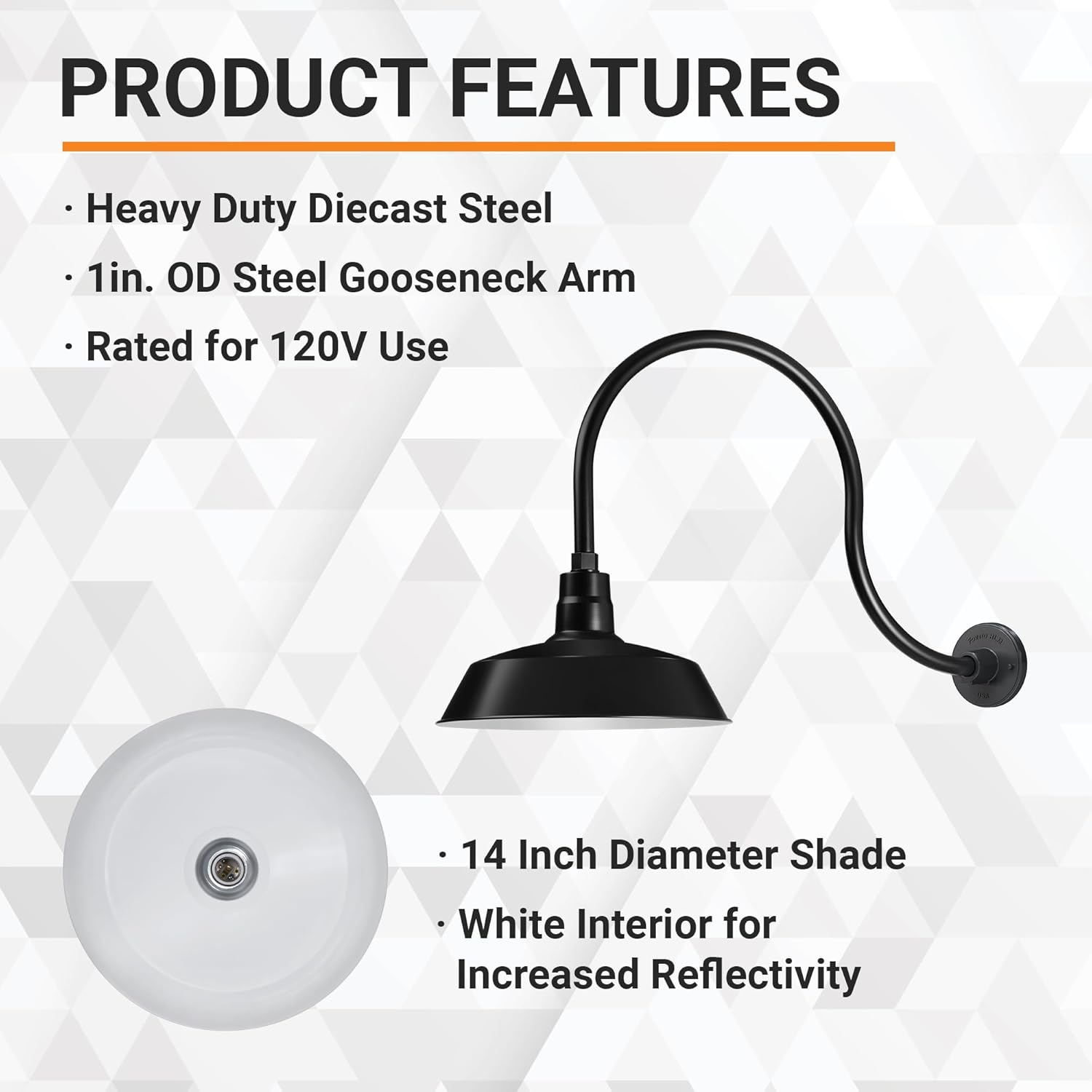 Barn Light 14" Shade with 24" Gooseneck Arm