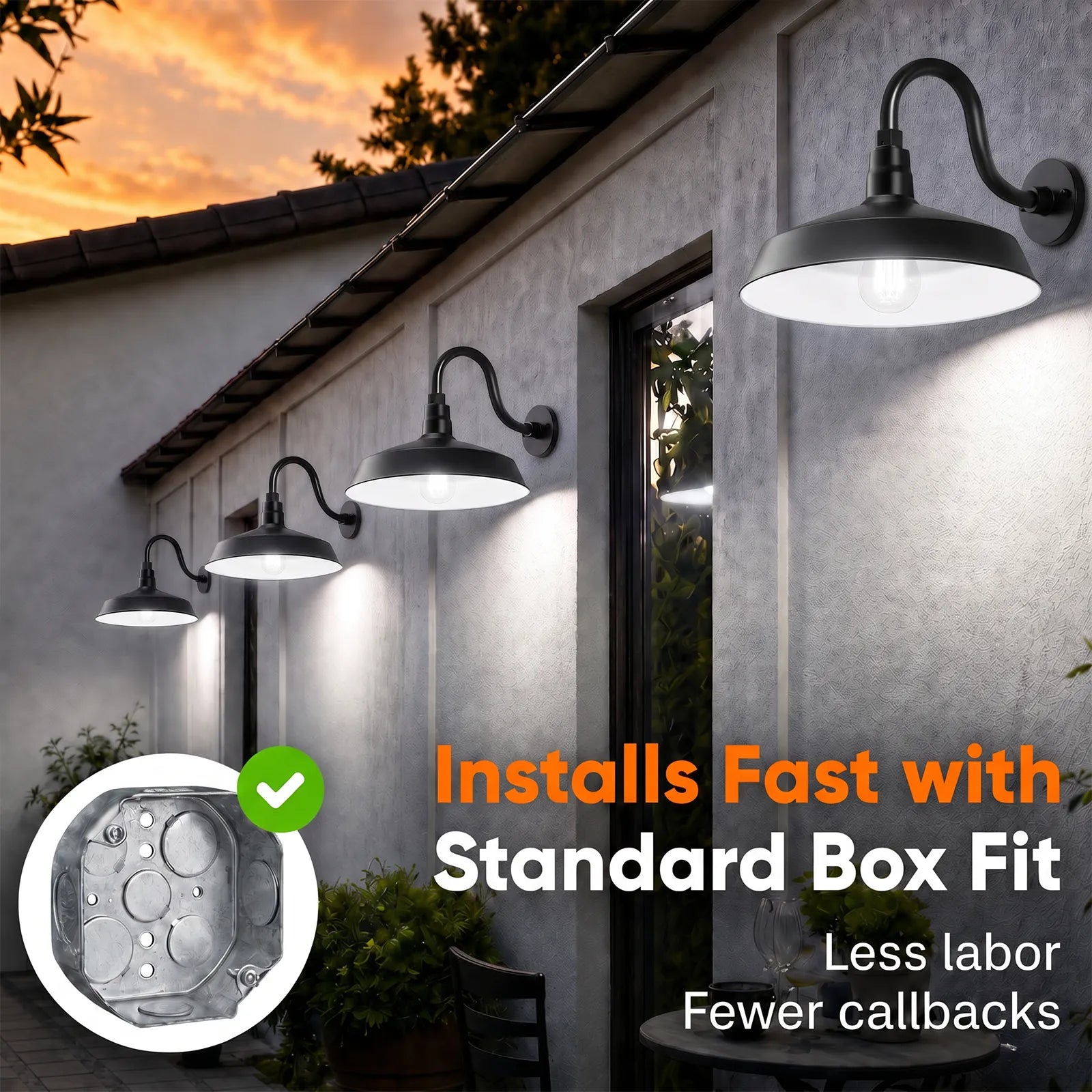 Barn Light 17" Shade with 10" Gooseneck Arm