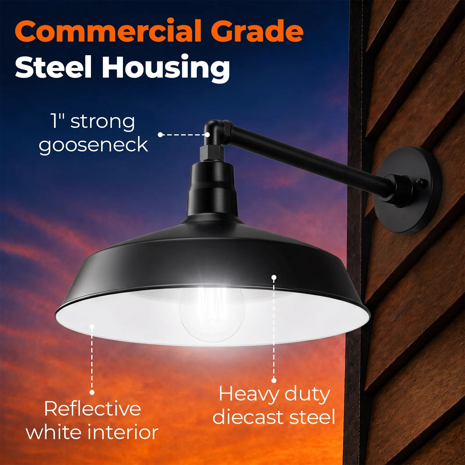 Barn Light 17" Shade with 13" Gooseneck Arm