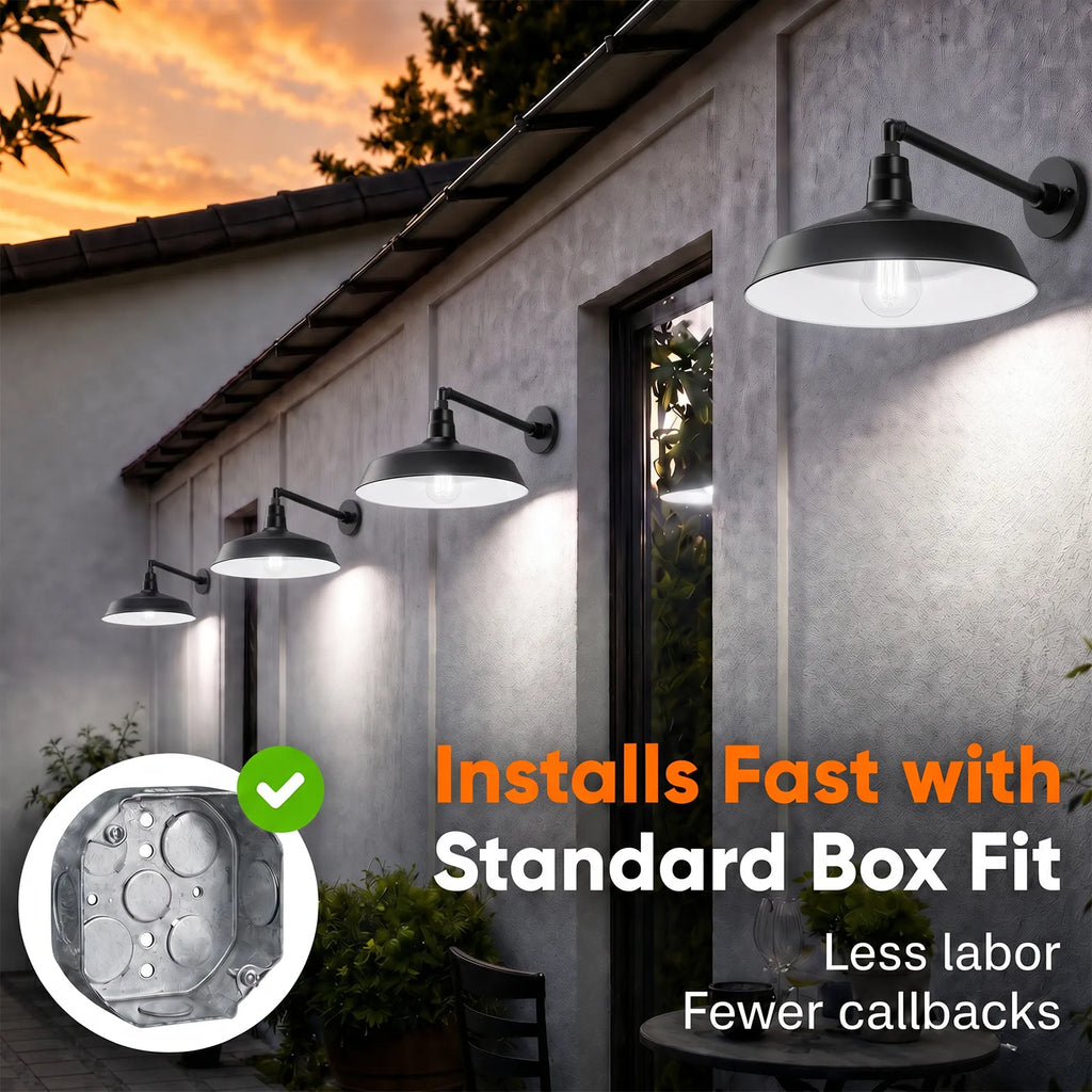 Barn Light 17" Shade with 13" Gooseneck Arm