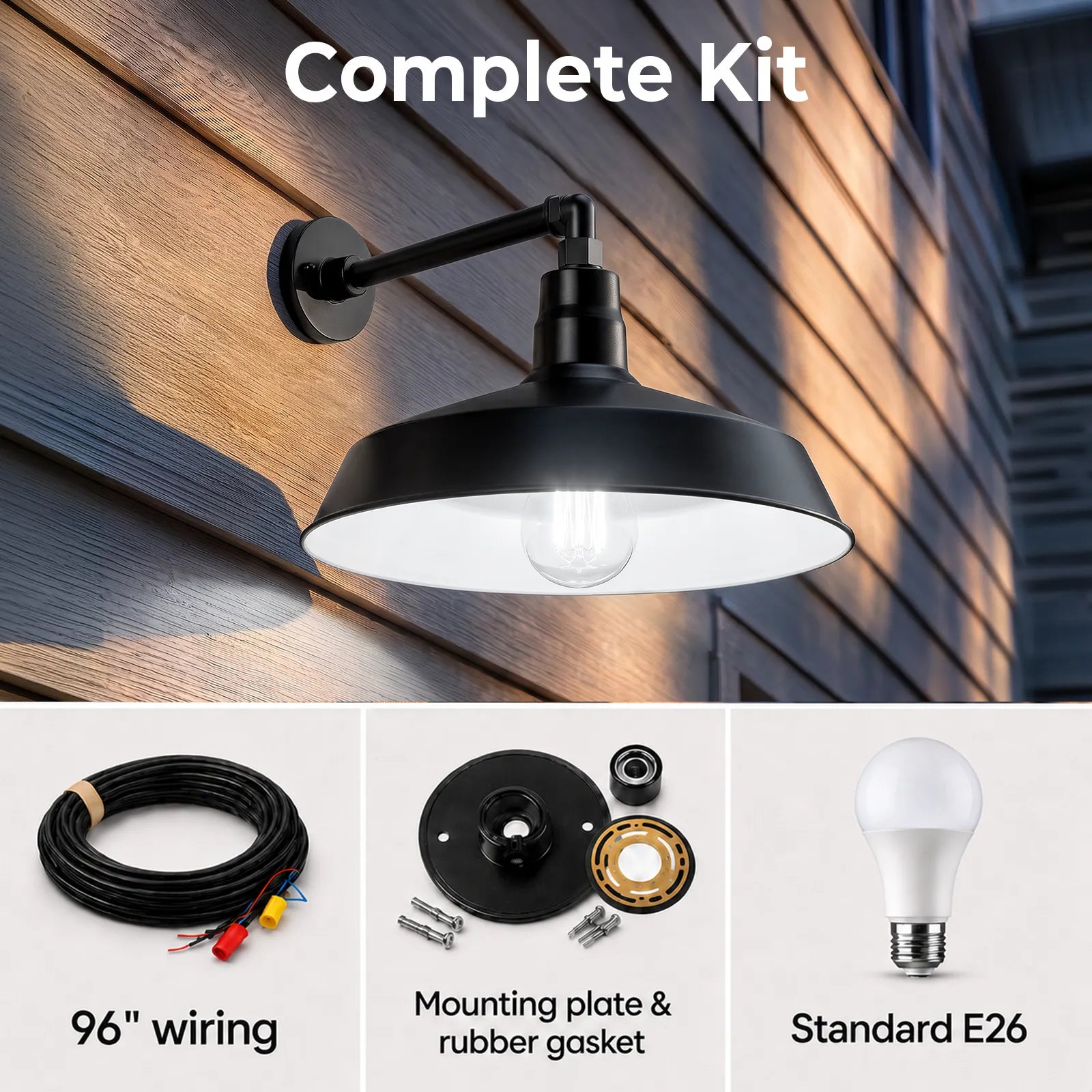 Barn Light 17" Shade with 13" Gooseneck Arm