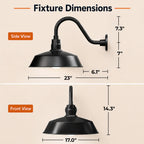 Barn Light 17" Shade with 15" Gooseneck Arm