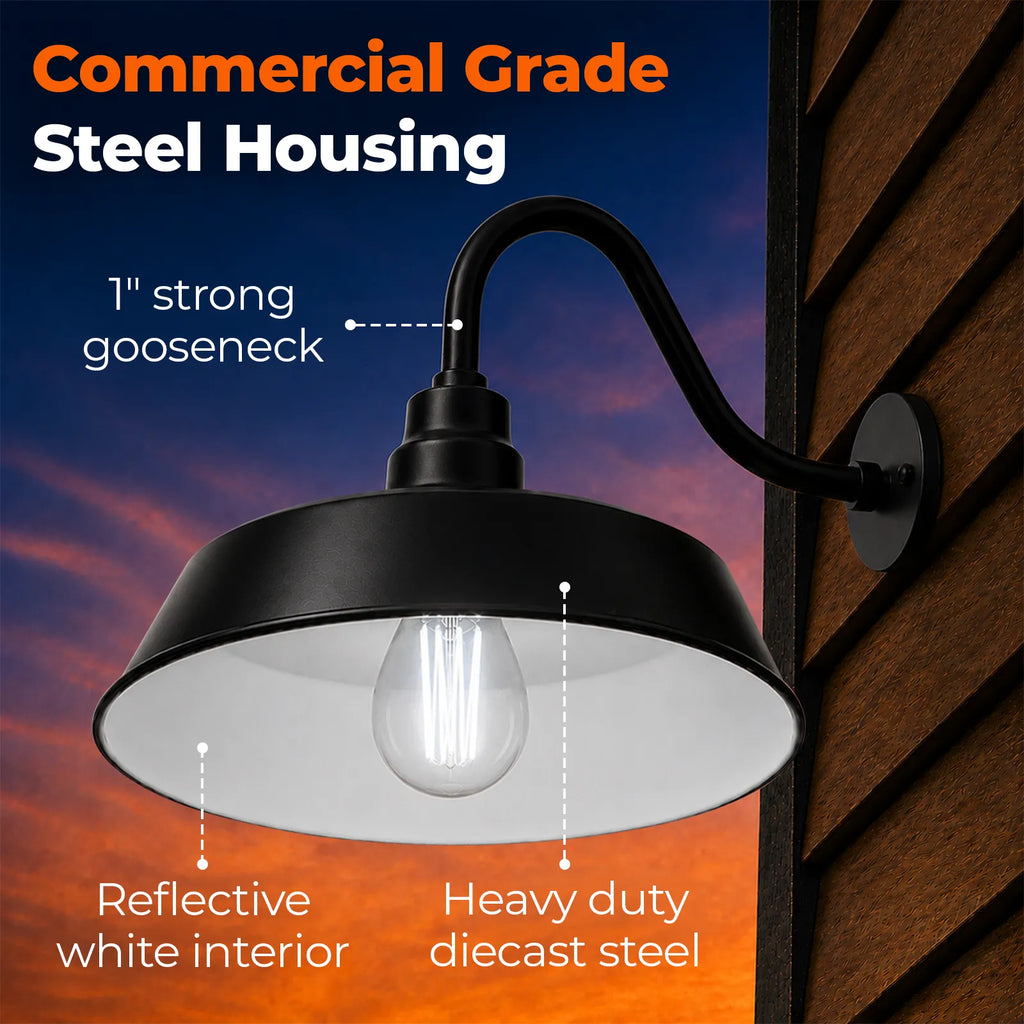 Barn Light 17" Shade with 15" Gooseneck Arm