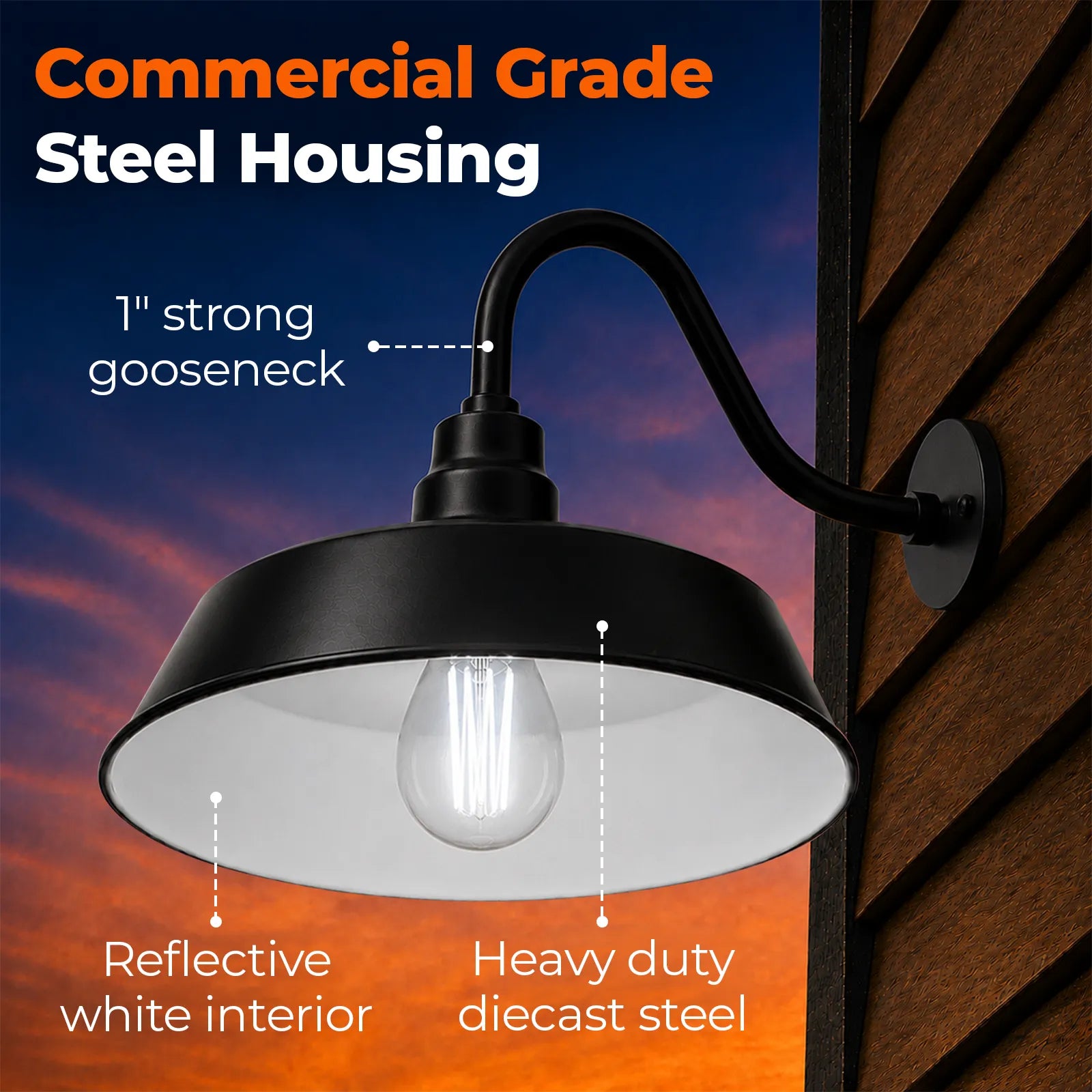 Barn Light 17" Shade with 15" Gooseneck Arm