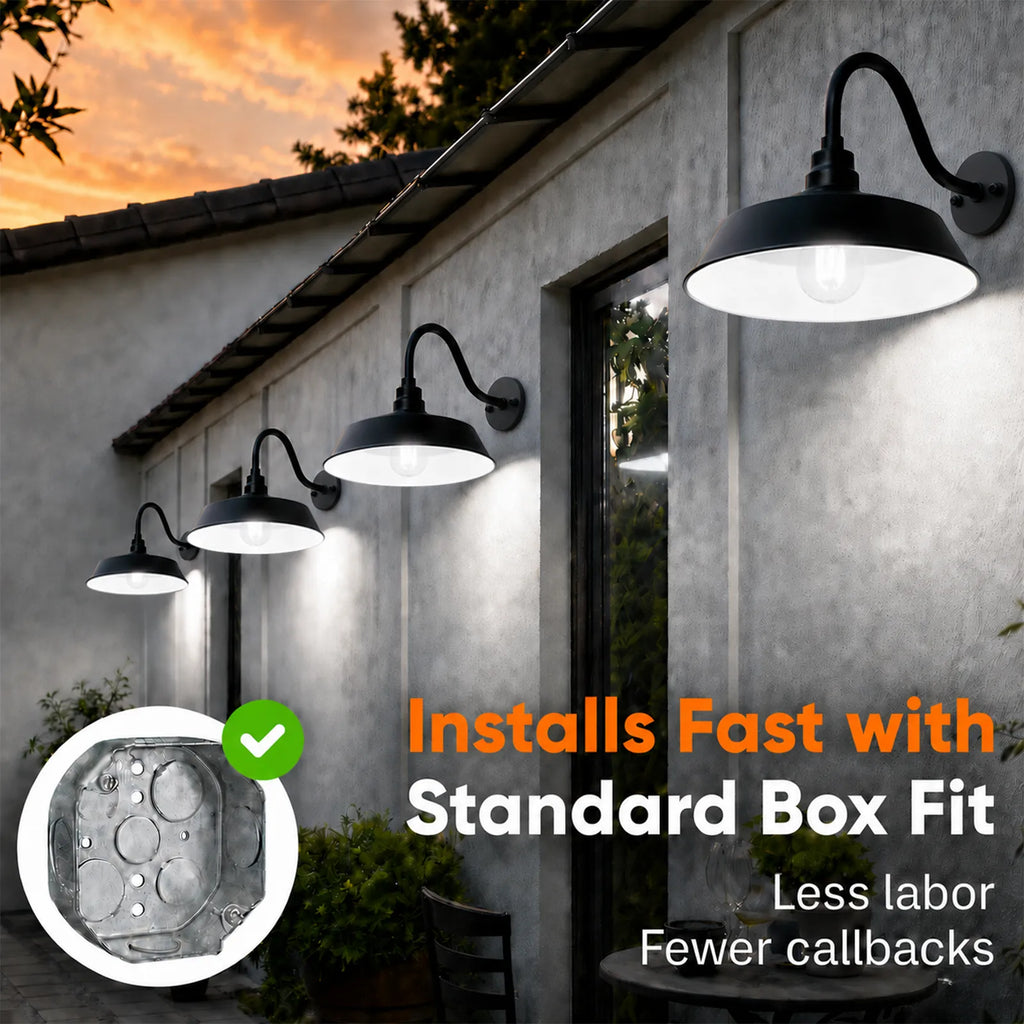 Barn Light 17" Shade with 15" Gooseneck Arm