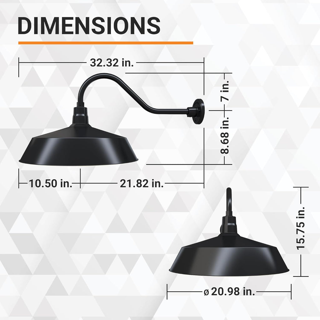 Barn Light 21" Shade with 22" Gooseneck Arm