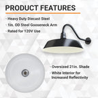 Barn Light 21" Shade with 22" Gooseneck Arm