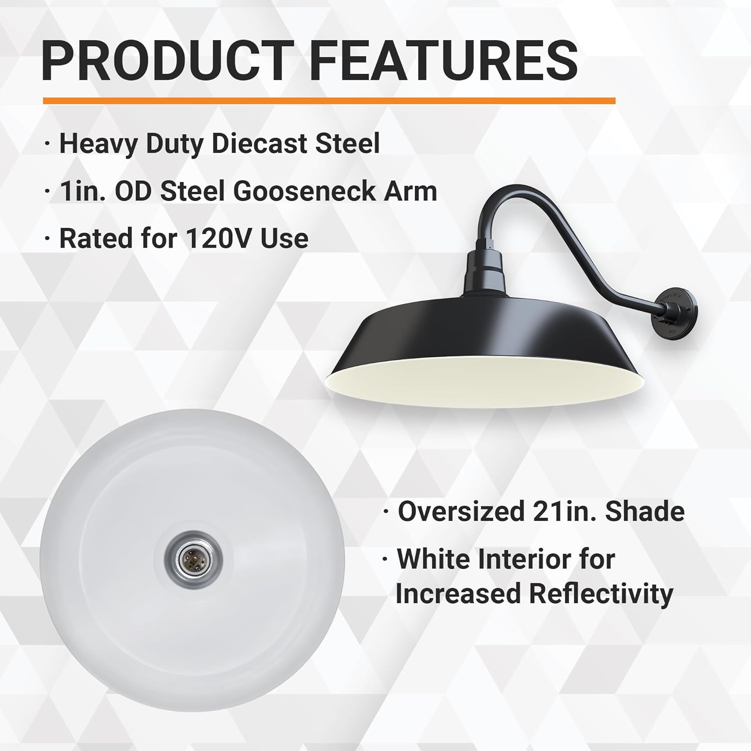 Barn Light 21" Shade with 22" Gooseneck Arm