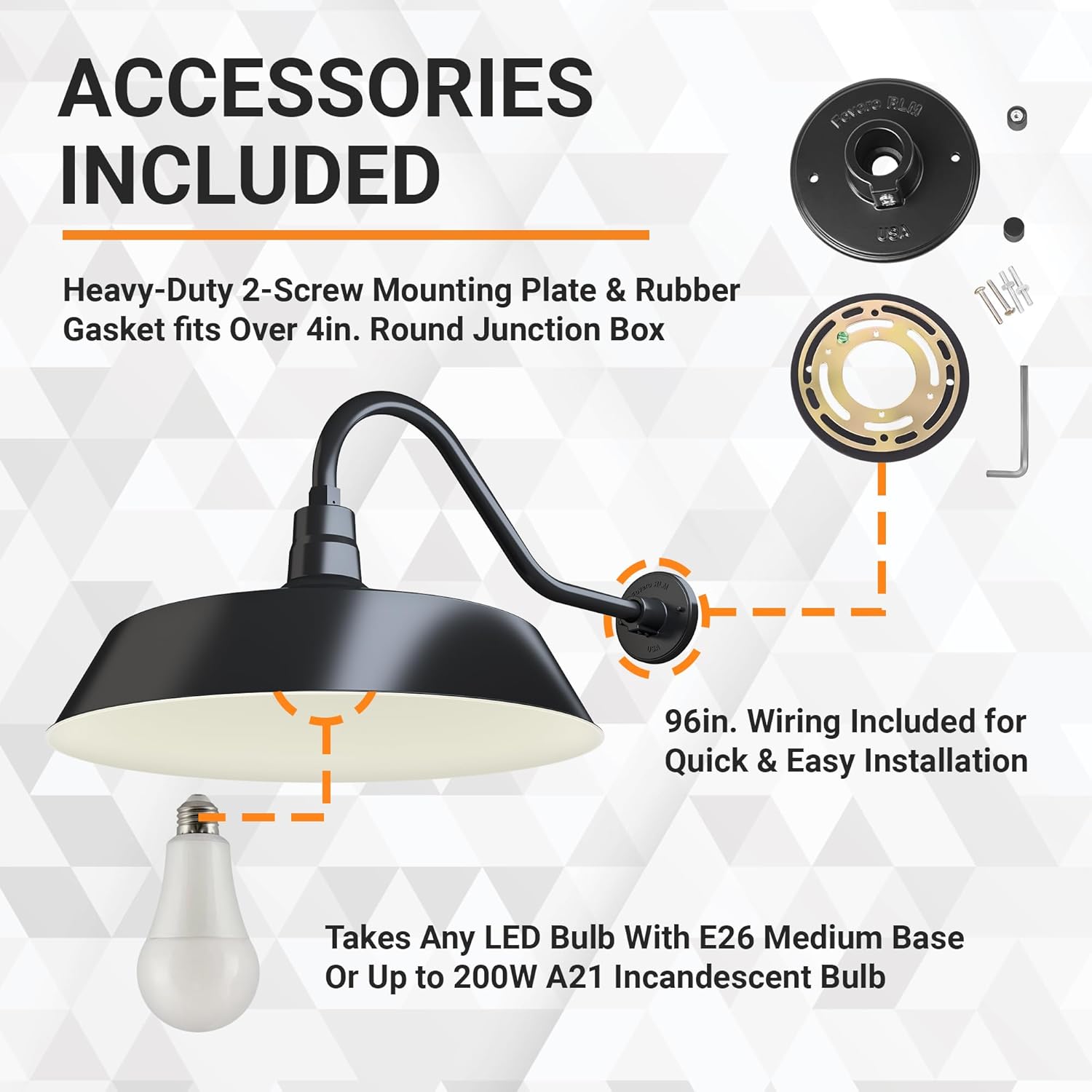 Barn Light 21" Shade with 22" Gooseneck Arm