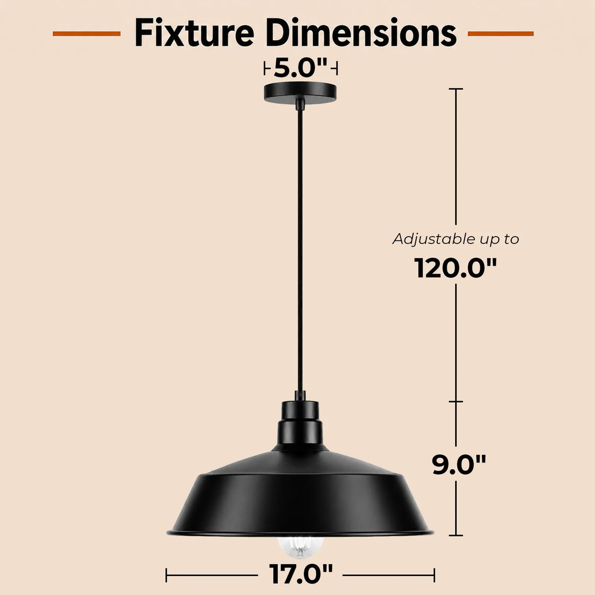 Pendant Barn Light 17" Shade